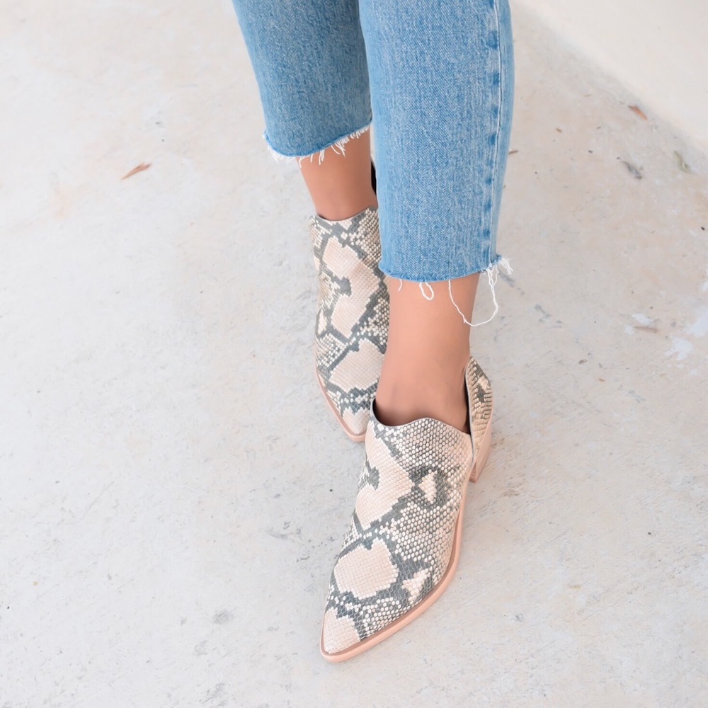 Dolce Vita Snakeskin Print Sonni Ankle Booties